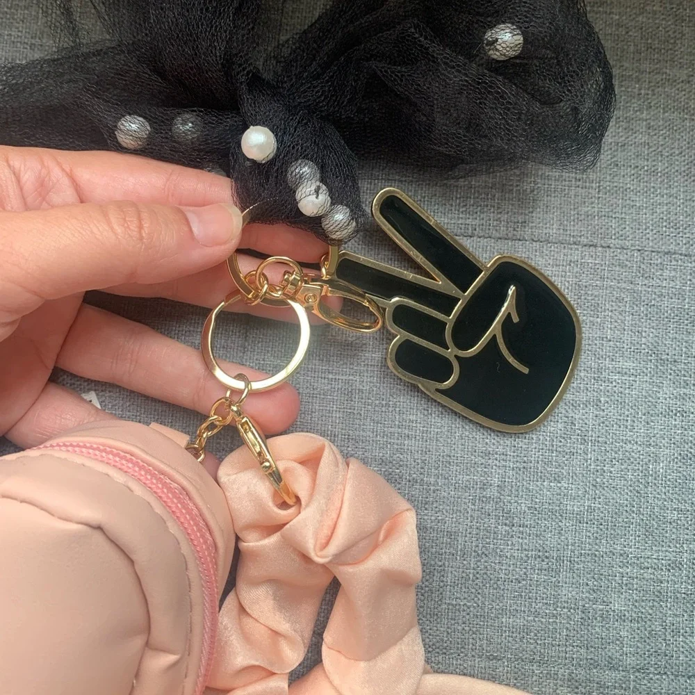 “Peace” Bag Charm Set with Matching Twilly - Picture 2 of 4